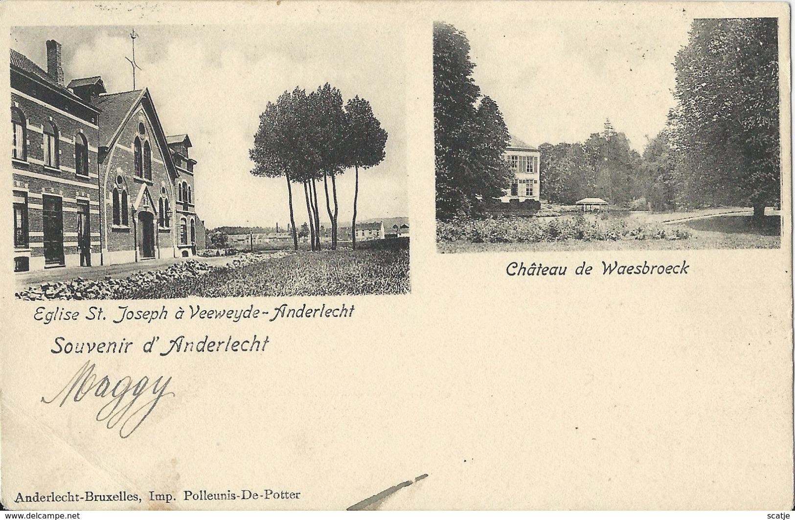 Souvenir D' Anderlecht.  -  (plooitje In Hoek) 1902 Naar  Eeckeren - Anderlecht