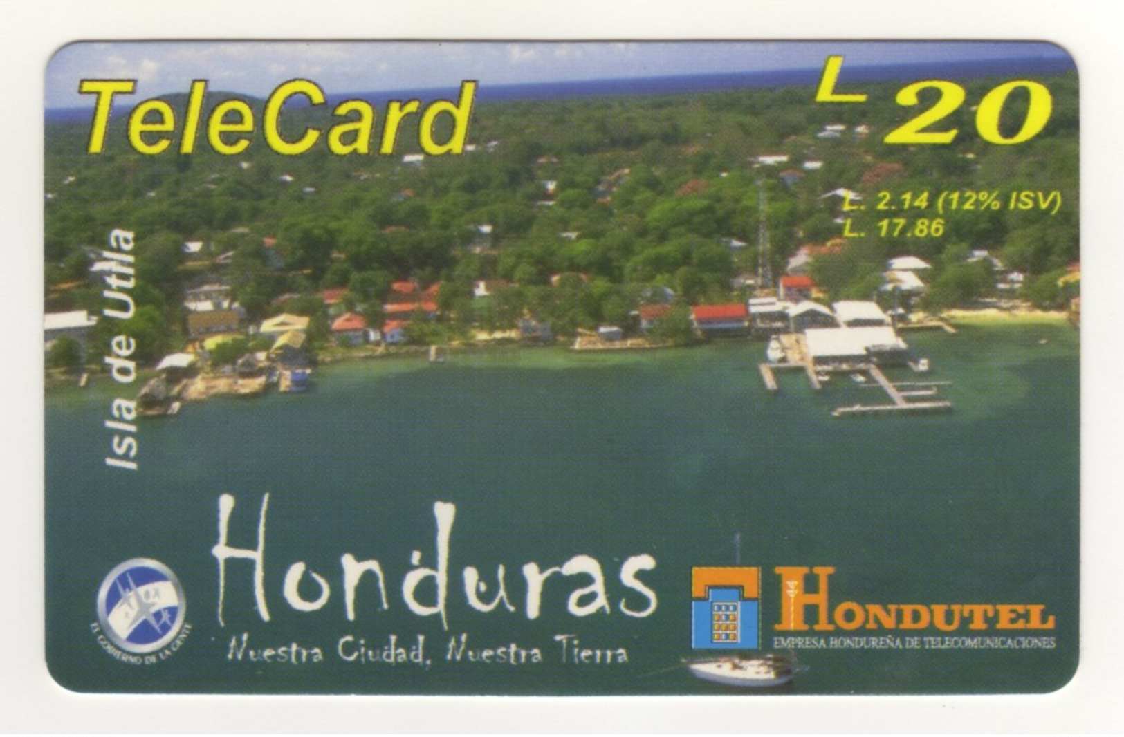 Honduras Telecard L20 Utila Island, Used But In Nice Condition - Honduras