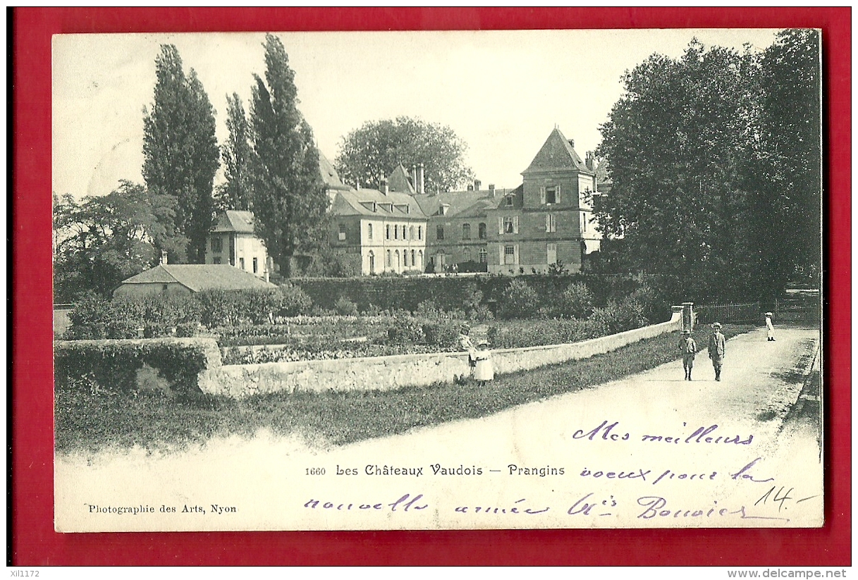 PRW-08 Les Châteaux Vaudois Prangins, Animé, Précurseur, Cachet 1904 - Prangins