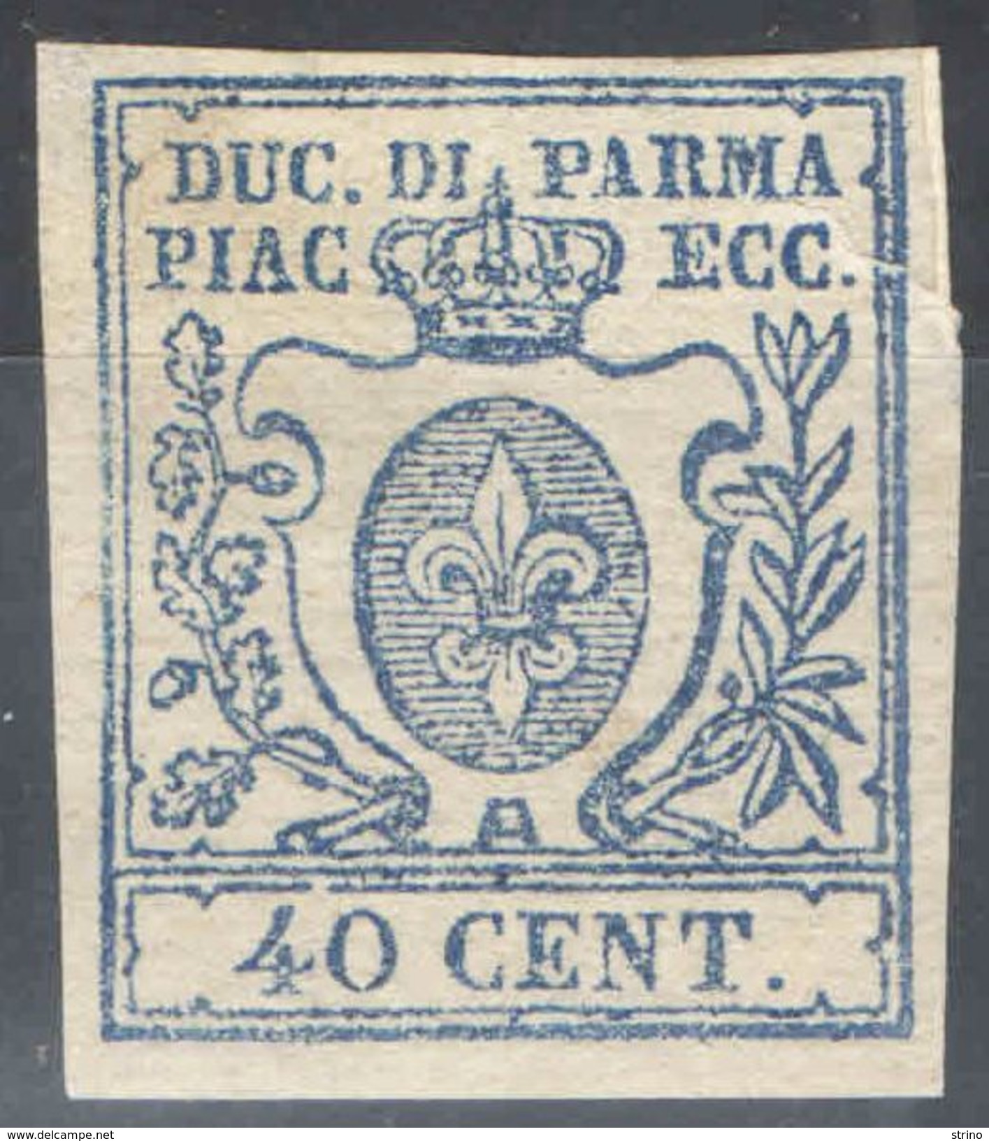 A319) A.S.I. PARMA 40 CENT. 1857 AZZURRO NUOVO SENZA GOMMA - Parme