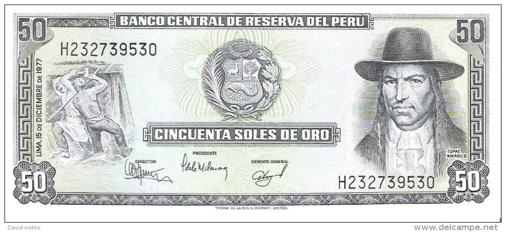 Peru - Pick 113 - 50 Soles De Oro 1977 - AUnc - Perù