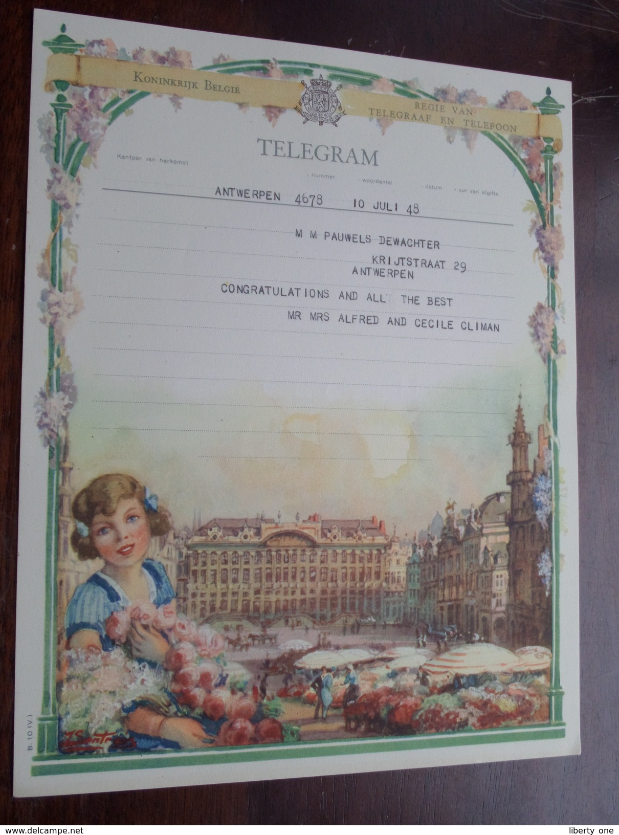 TELEGRAM Pauwels De Wachter Antwerpen / Verzonden 1948 Climan / Belgique - Belgium !! - Andere & Zonder Classificatie