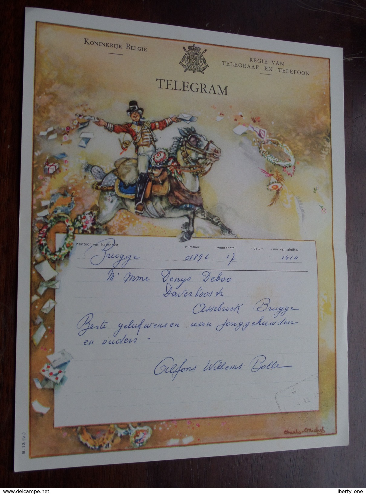 TELEGRAM Denys Deboo BRUGGE / Verzonden 1952 Bolle / Belgique - Belgium !! - Sonstige & Ohne Zuordnung