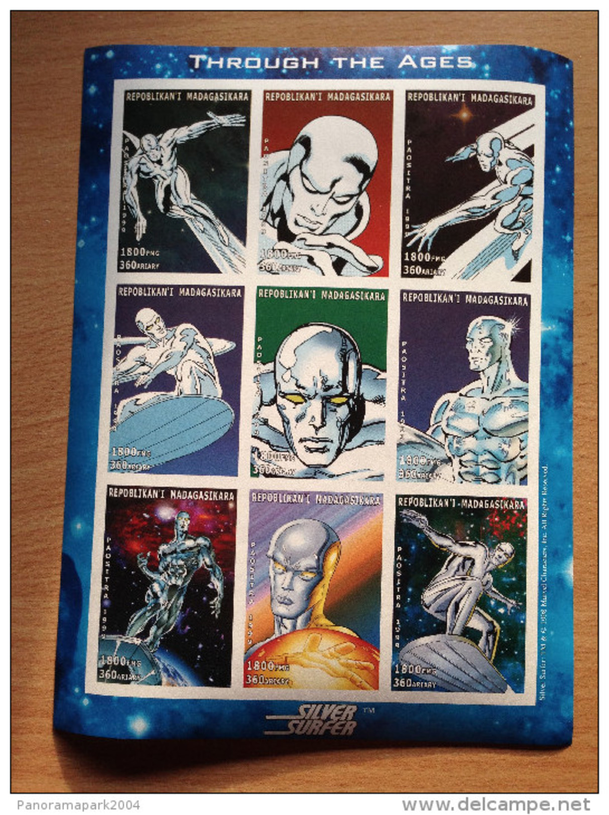 Madagascar Madagaskar 1999 Silver Surfer Surfer D´argent Marvel Souvenir Sheet IMPERF Bloc Block TRES RARE ! - Madagascar (1960-...)