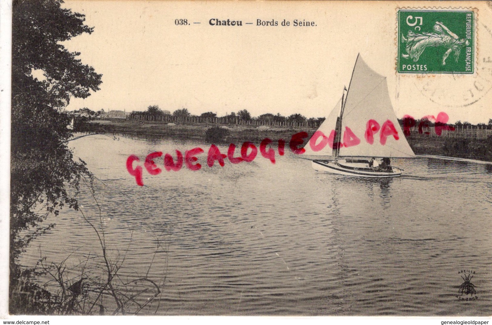 78 - CHATOU - BORDS DE SEINE   VOILIER - 1914 - Chatou