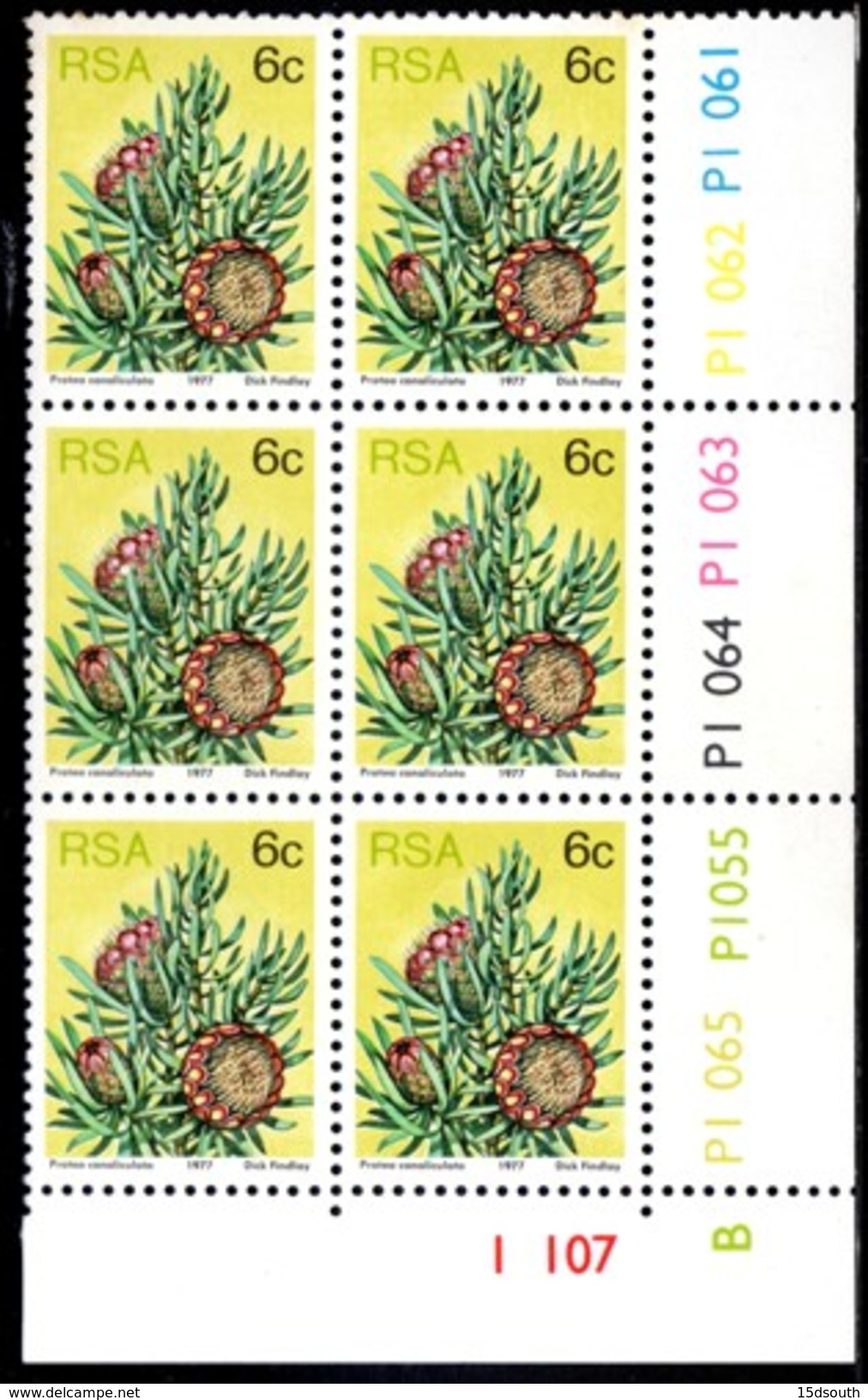 South Africa - 1977 Proteas 6c Control Block Pane B (**) - Blocks & Sheetlets