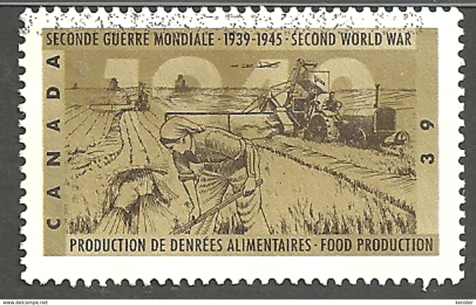 Sc. #1300 Second World War 1940, Food Production Single Used 1990 K1260 - Used Stamps