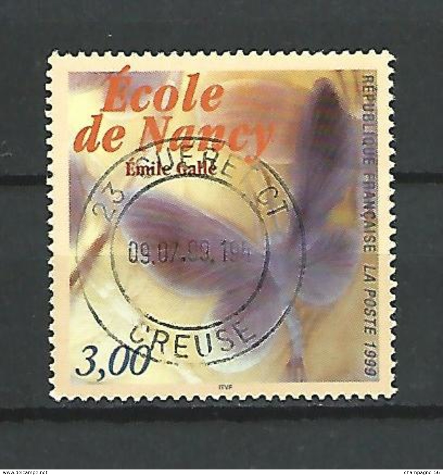 VARIÉTÉS FRANCE  1999  N° 3246 ECOLE DE NANCY D'EMILE GALLE PHOSPHORESCENTE 09 . 07 . 99 . OBLITÉRÉ - Used Stamps