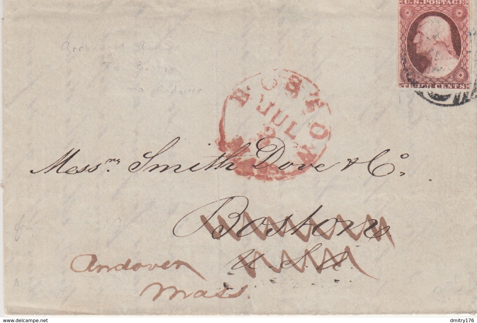 Russia Postal History Trans Atlantic Ship Mail Archangel To Boston - ...-1857 Prephilately