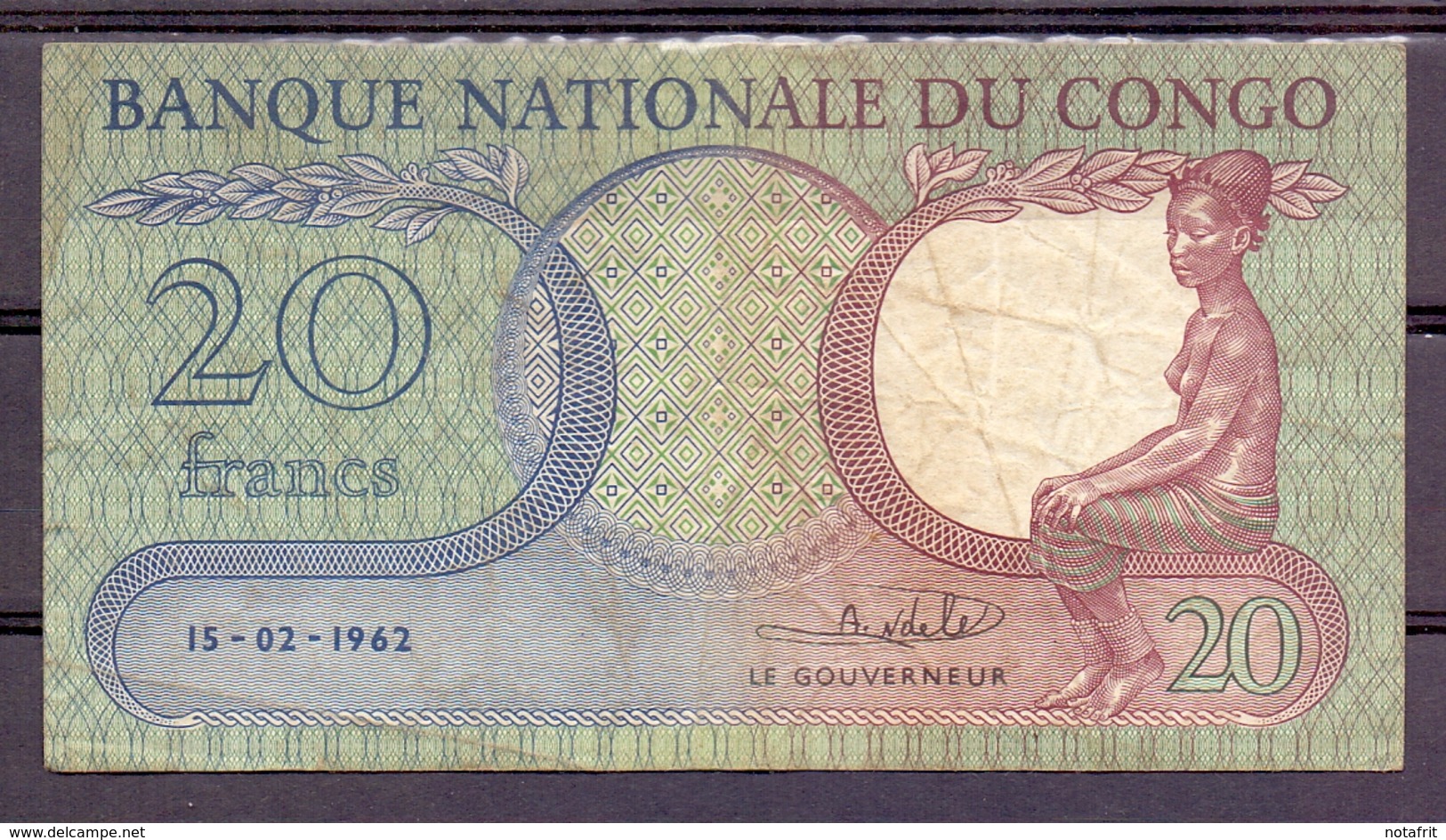 Congo Kongo 20 Francs 1962  VF - Banque Du Congo Belge