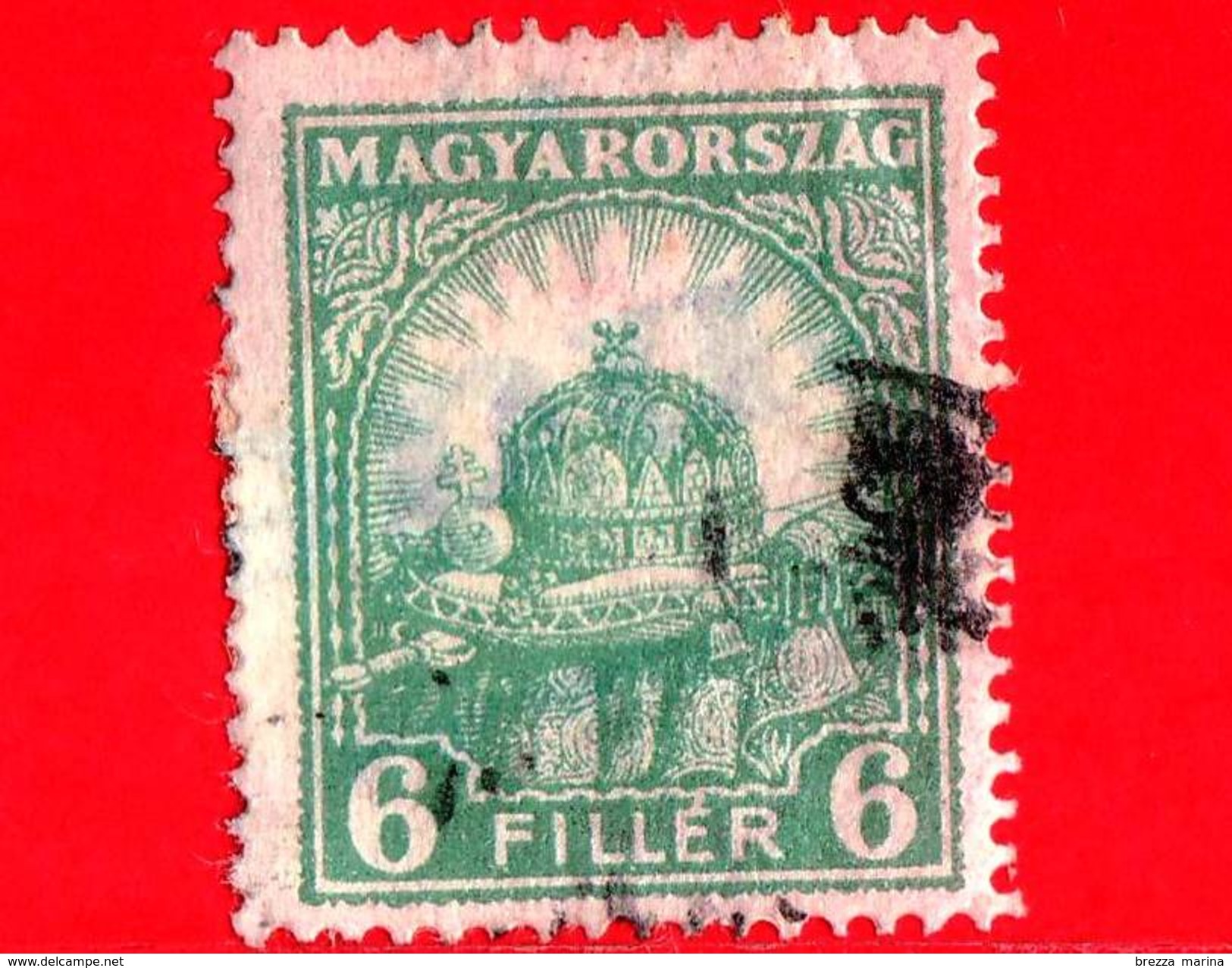 UNGHERIA - Usato - 1928 - Santa Corona Di Ungheria - Corona Di S. Stefano - 6 - Used Stamps