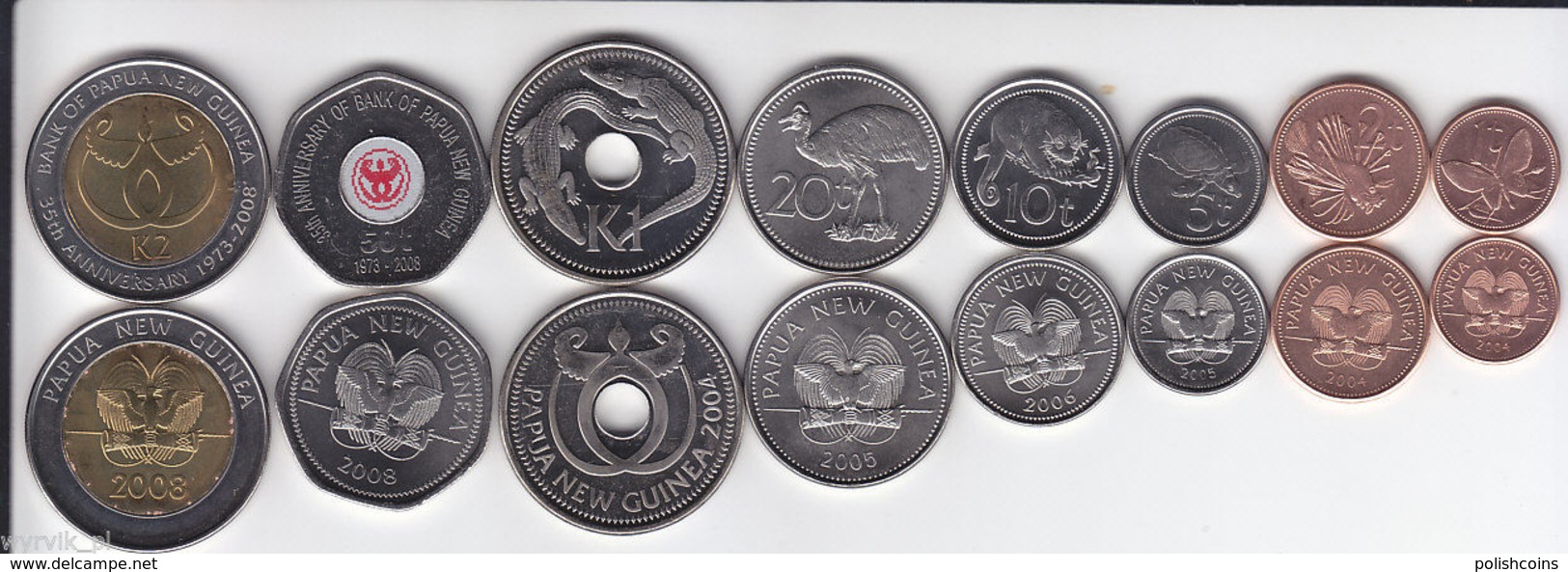 PAPUA NEW GUINEA Set Of 8 Coins Different Years - Papoea-Nieuw-Guinea