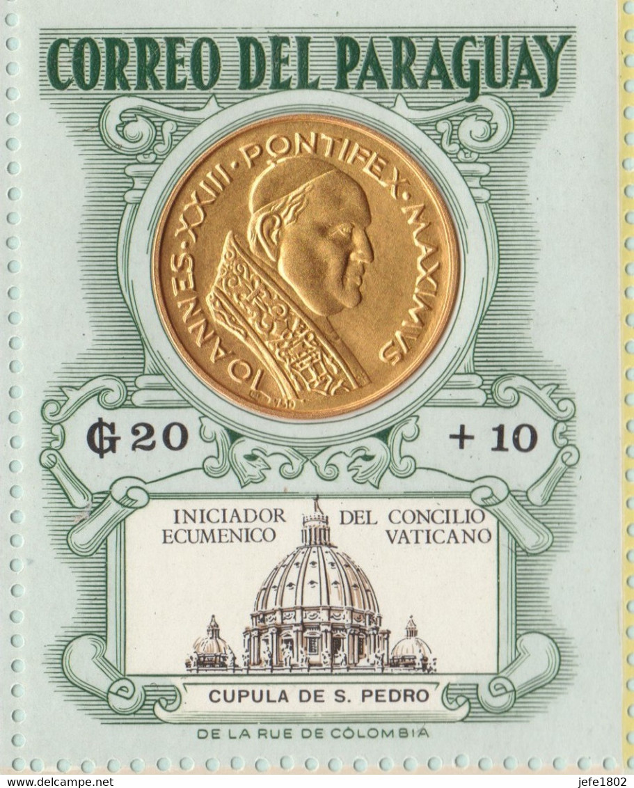 Paraguay - Pope S.S. Juan XXIII - S.S. Paulo VI - Emision De Monedas Del Vaticano - Paraguay