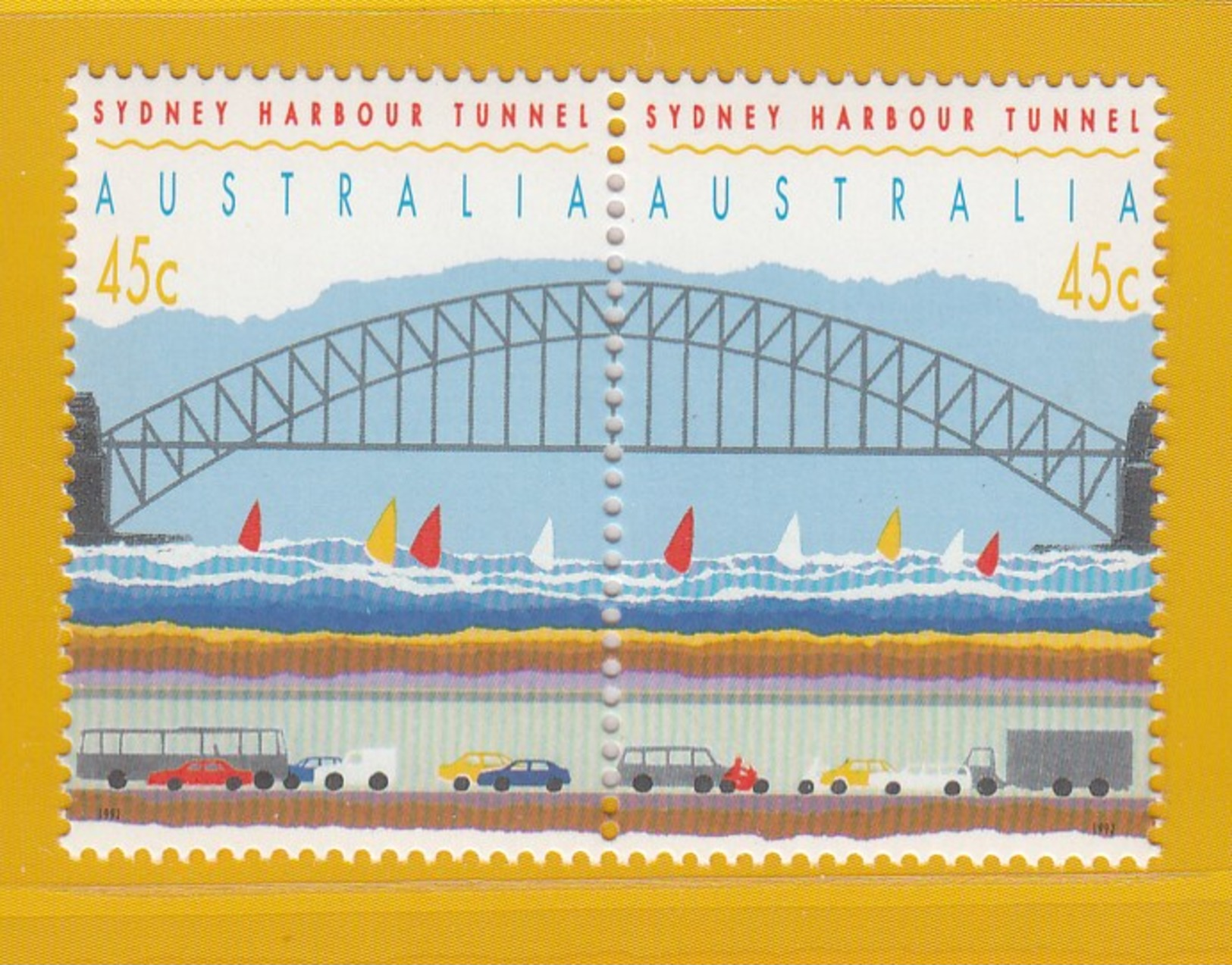 Australia 1992 Sydney Harbour Bridge & Tunnel  - MUH Se-Tenant Pair - Brücken