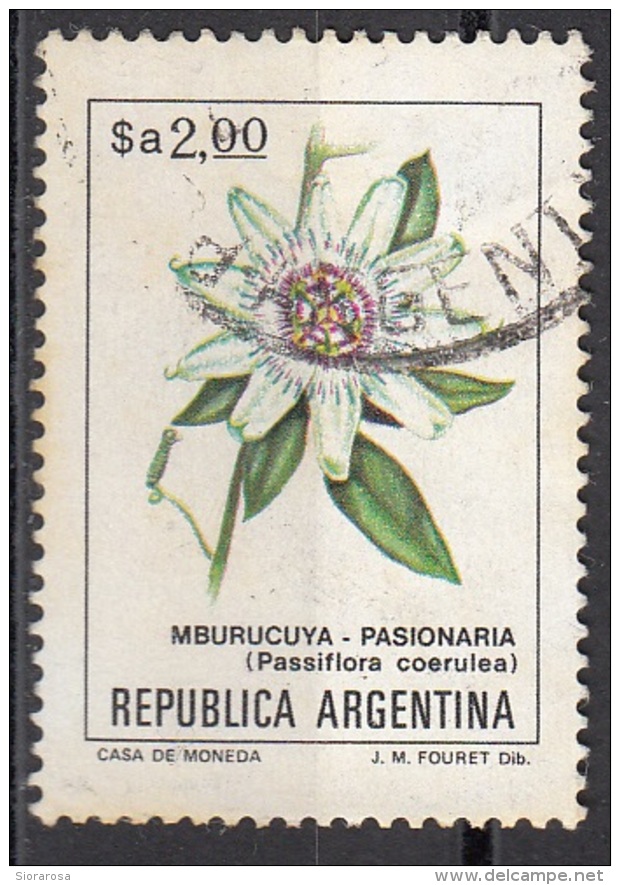 1436 Argentina 1983  Flowers Fiori Della Passione Passiflora Caerulea Tree Albero Used - Bäume