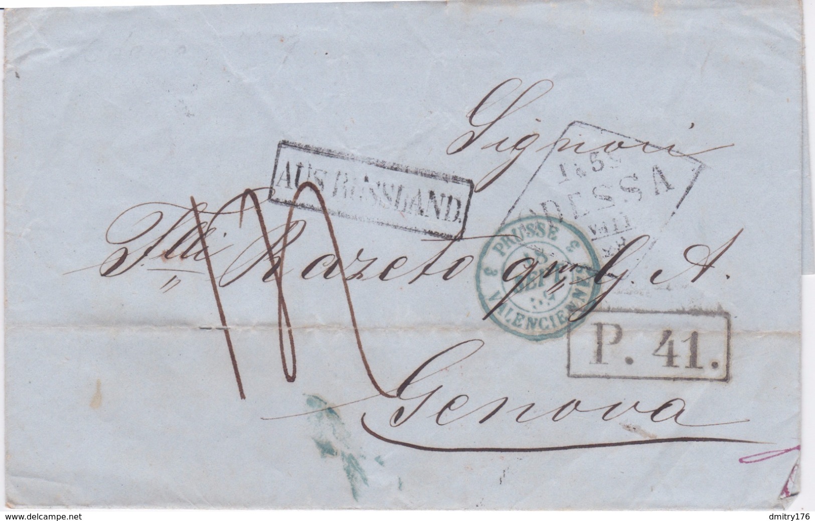 Russia Empire . Odessa To Genova Germany Transit - ...-1857 Prephilately