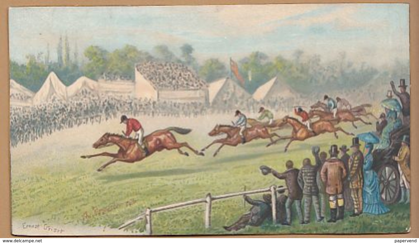 Victorian Greeting Card  Tuck Ernest Griset The Doncaster Cup Ascot Horse Racing  Egc70 - Ohne Zuordnung
