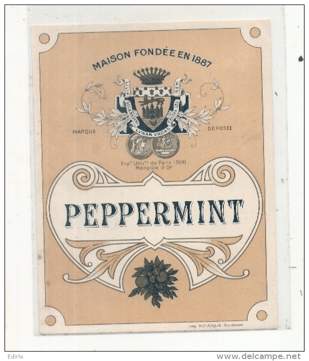 étiquette  - 1900/20 PEPPERMINT Marque D'origine - Whisky