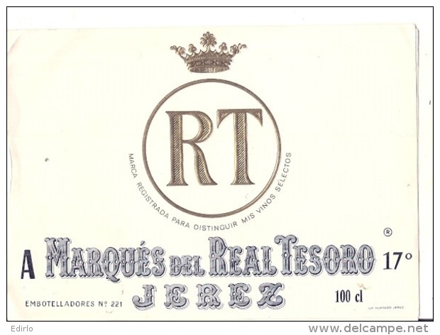 étiquette  - 1940/80 - Marqués Del Real Tesoro JEREZ - Blancs