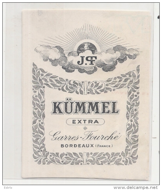 étiquette -1900/1930 - KUMEL EXTRA   Gares Fouchet - Bordeaux - Whisky
