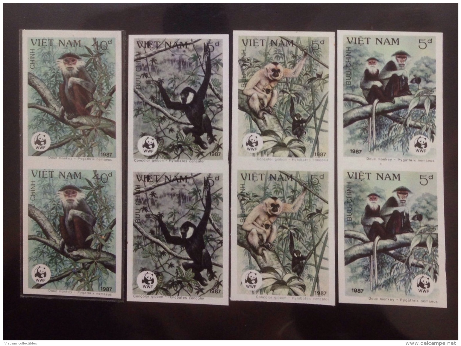 02 Sets Of WWF W.W.F. Vietnam Viet Nam MNH Imperf Stamps 1987 : Monkey / Gibbon (Ms522) - Vietnam