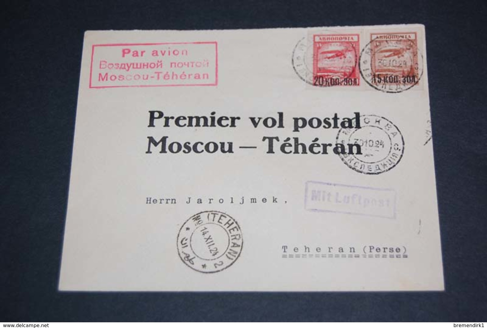 28840) UDSSR Luftpostbrief Moscow-Teheran Aus 1924 - Covers & Documents