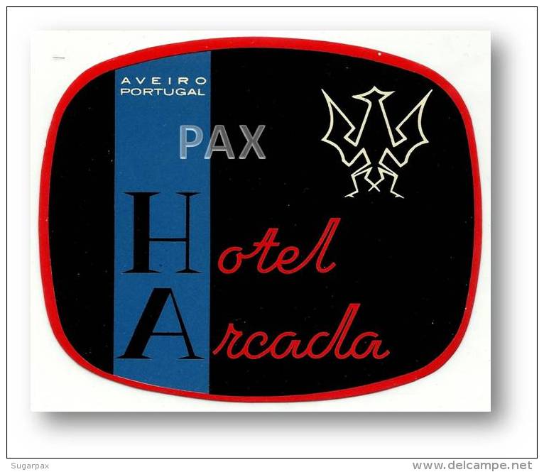 AVEIRO - HOTEL ARCADA ( 10,6 X 8,8 Cm ) - PORTUGAL - VINTAGE LUGGAGE LABEL - 2 SCANS - Etiquettes D'hotels