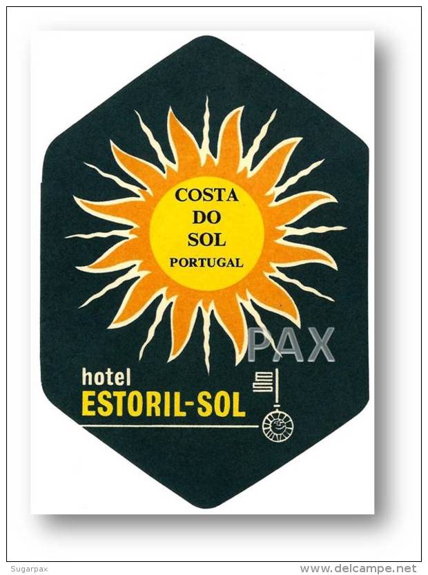 ESTORIL - HOTEL ESTORIL-SOL ( 7,7 X 11,2 Cm ) - PORTUGAL - VINTAGE LUGGAGE LABEL - 2 SCANS - Etiquettes D'hotels