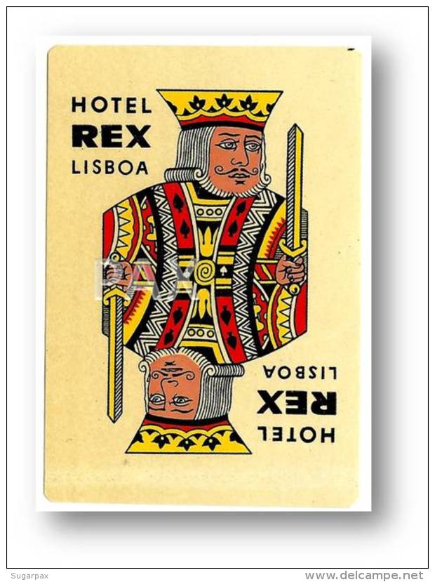 LISBOA - HOTEL REX( 6,1 X 9,0 Cm ) - PORTUGAL - VINTAGE LUGGAGE LABEL - 2 SCANS - Etiquettes D'hotels