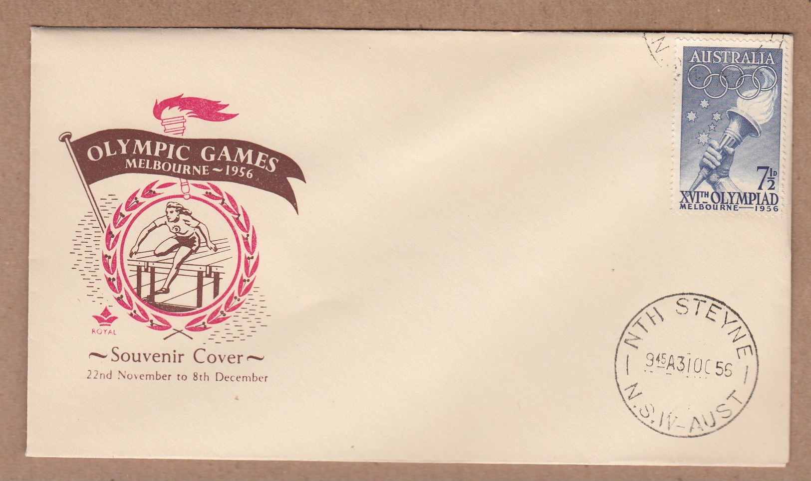 Australia  FDC 1956 Melbourne Olympics - Torch - Sommer 1956: Melbourne