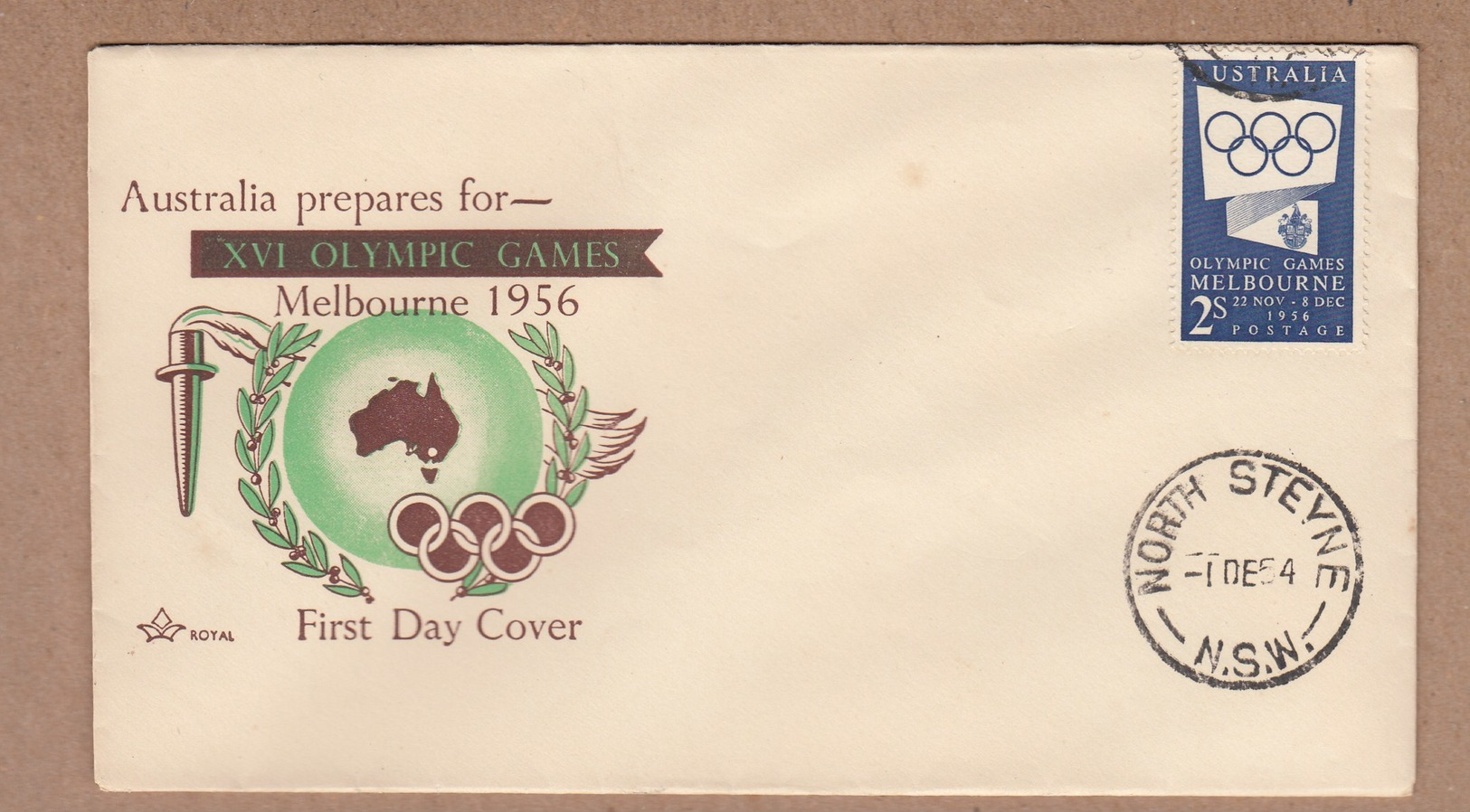 Australia  Royal FDC 1954  Melbourne Olympics - Blue Publicity - Sommer 1956: Melbourne