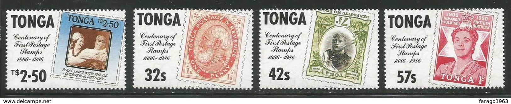 1986 Tonga  Postage Stamp Centenary Stamp On Stamp Complete Set Of 4 MNH - Tonga (1970-...)