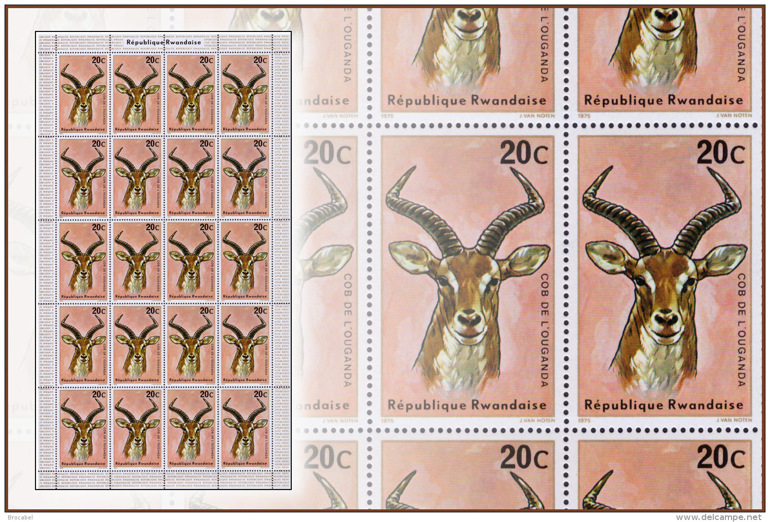 Rwanda 0611** 20c  Antilopes - Feuille/ Sheet De 20 MNH - Ungebraucht