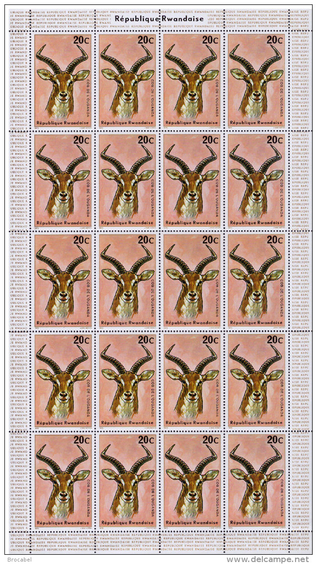 Rwanda 0611** 20c  Antilopes - Feuille/ Sheet De 20 MNH - Ungebraucht
