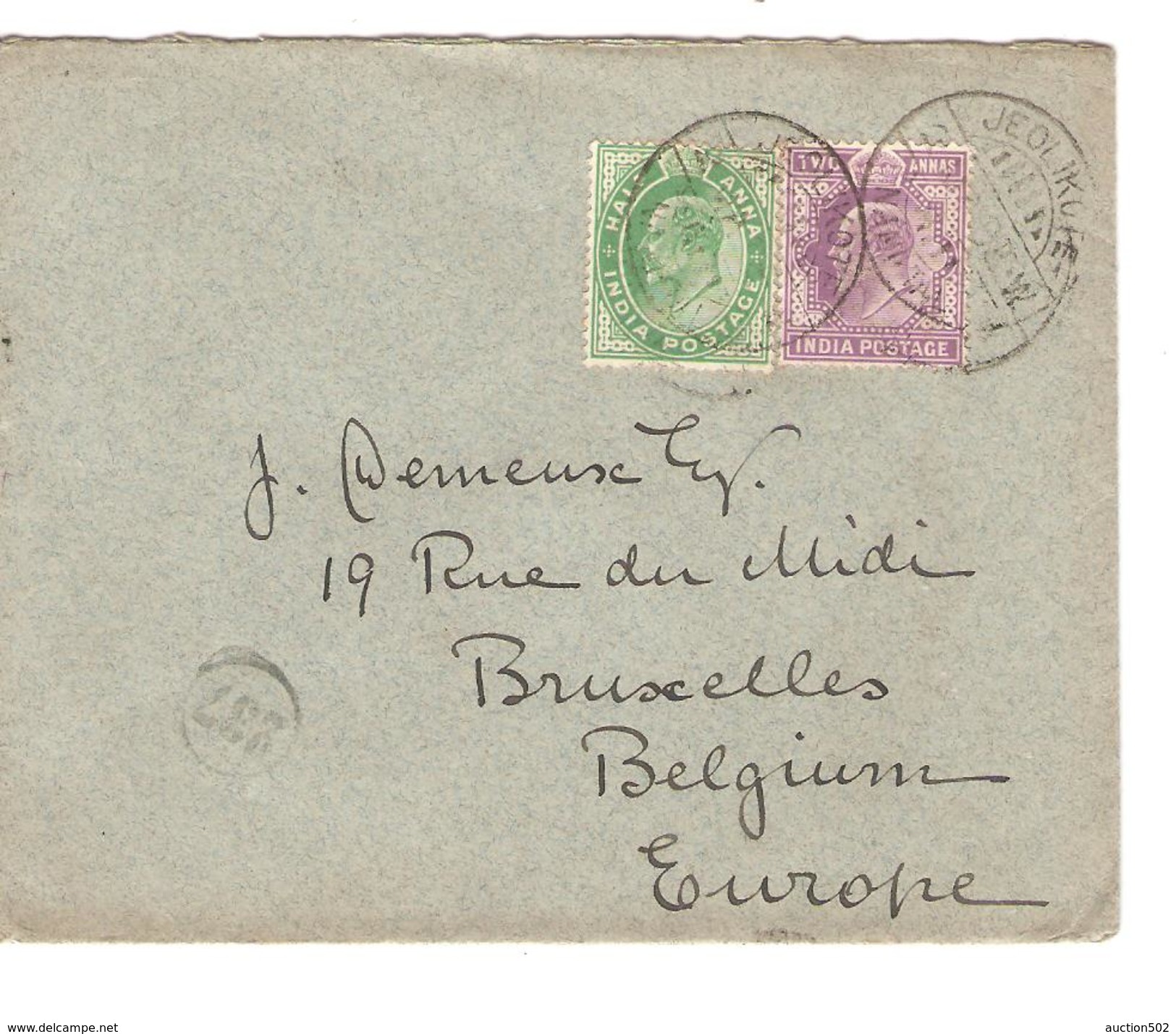 India Cover Jeolikote 1906 To Belgium Brussels PR4055 - 1902-11 King Edward VII