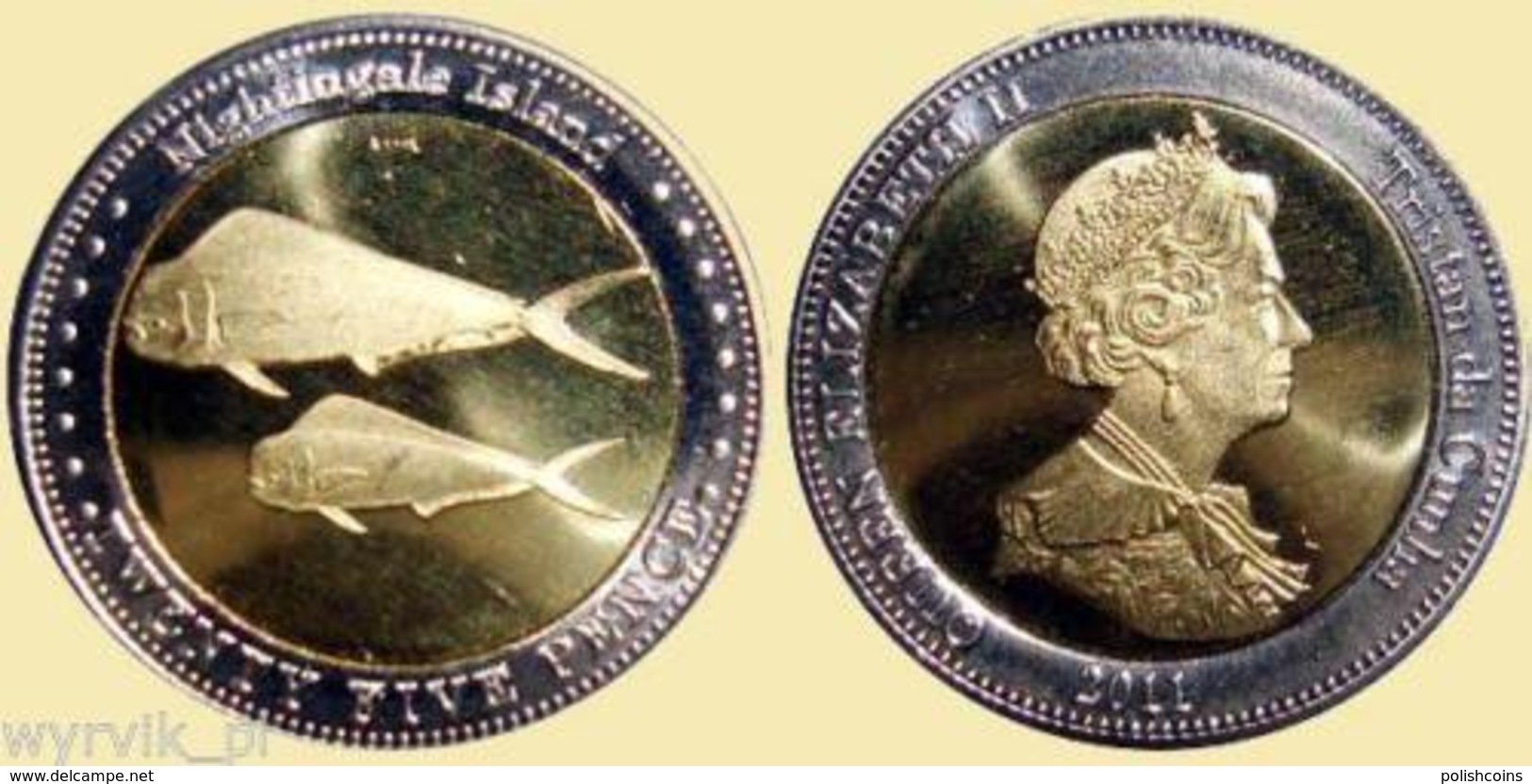 TRISTAN Da CUNHA Nightingale Islands 2011 25 Pence Bimetal UNC - Autres & Non Classés