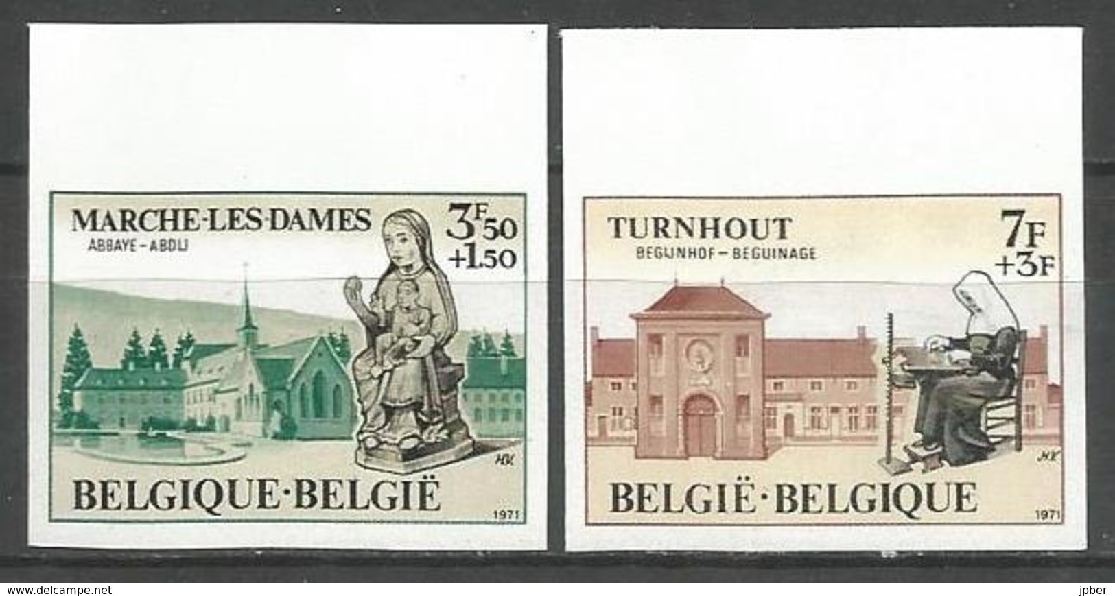 Belgique - R056 - N° 1571/2 - Non Dentelé - Abbaye Marche-les-Dames - Béguinage Turnhout - Autres & Non Classés