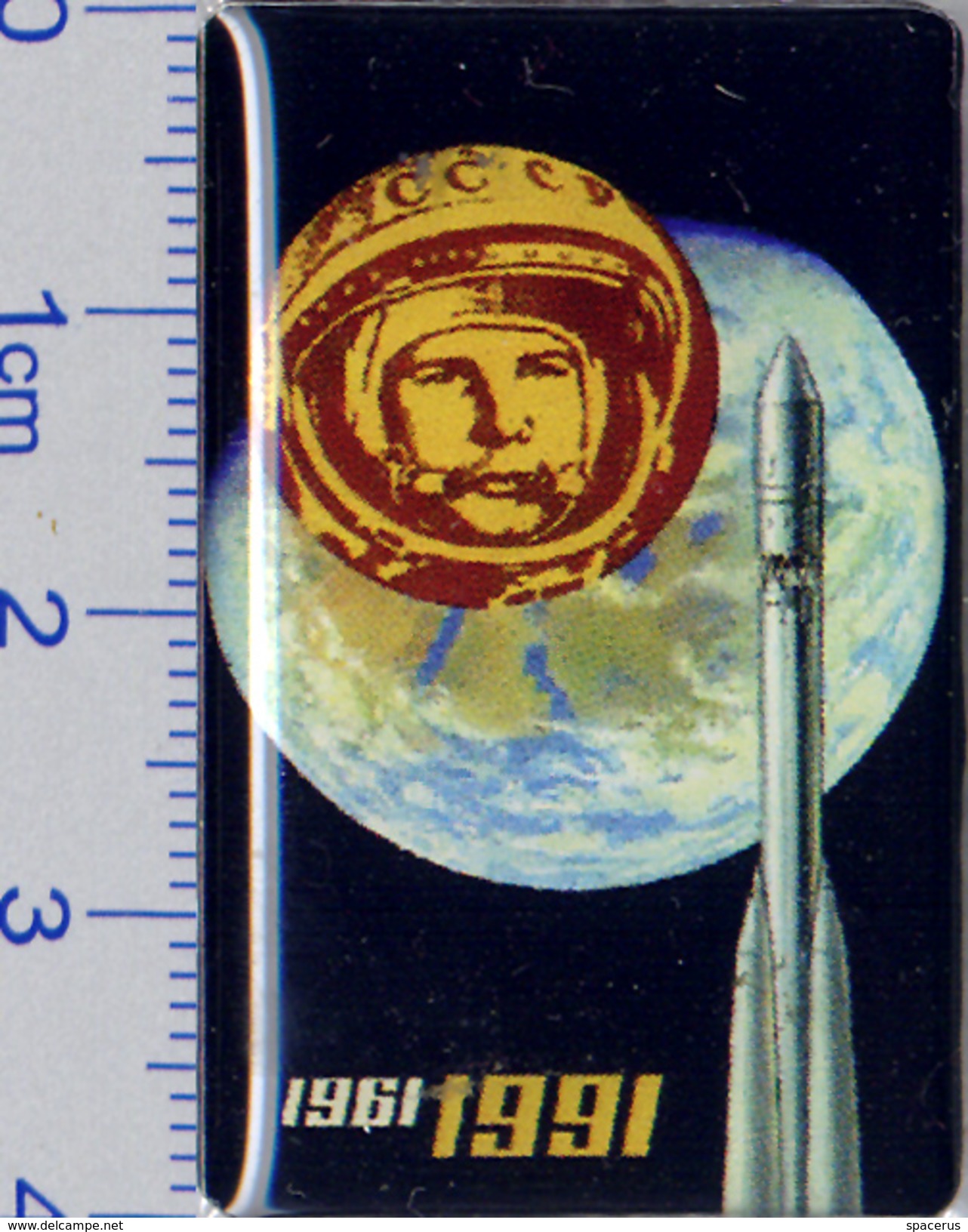 565 Space Pin. Gagarin 30 Years Of The 1st Space Manned Flight 1961-1991 (25x40 Mm) - Espace