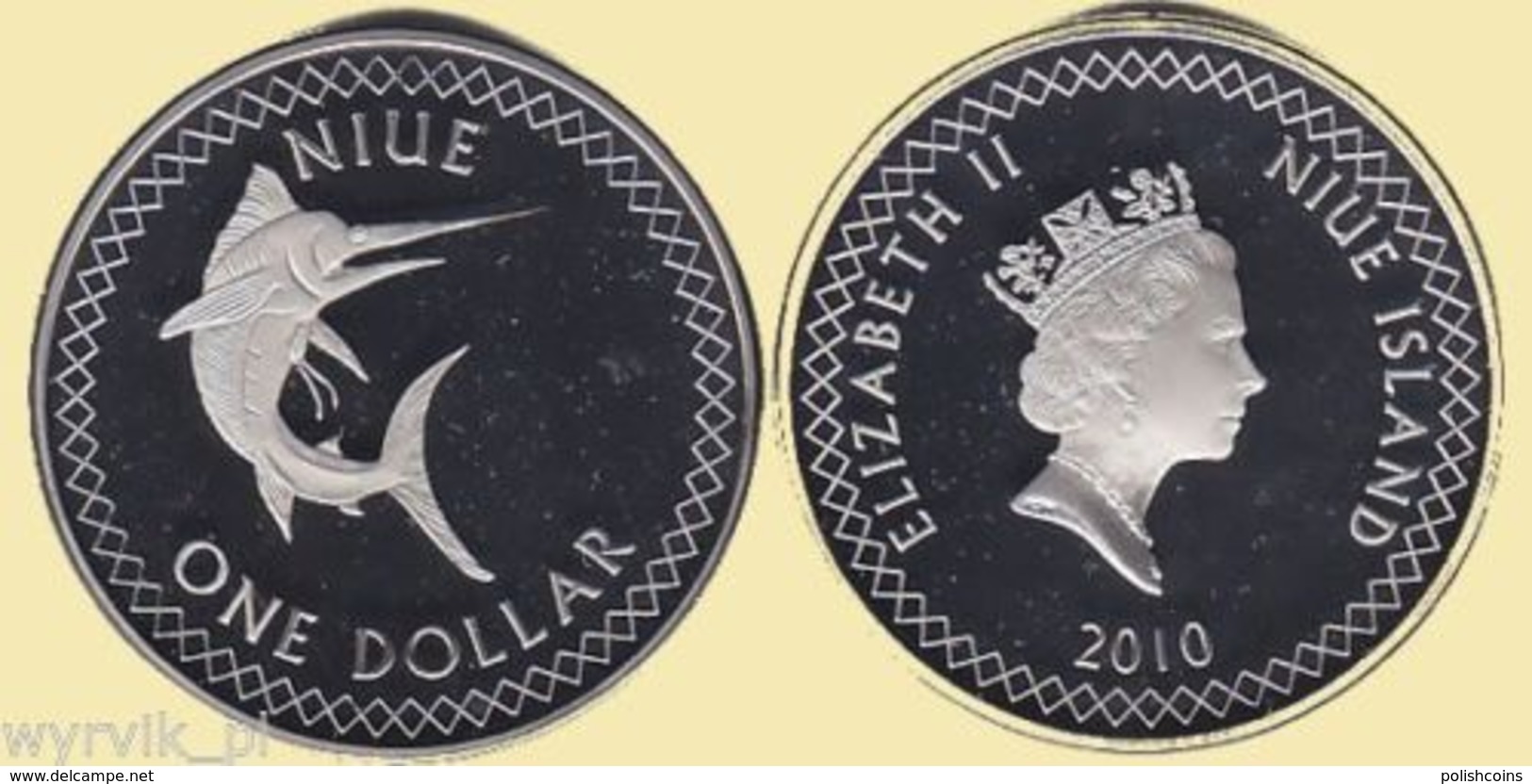 Niue 2010 Swordfish 1 $ Dollar UNC Prooflike - Niue