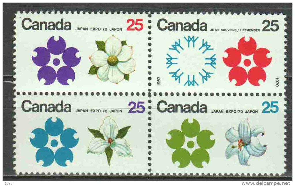 Canada 1970 Mi 451-454N MNH Normal Paper FLOWERS - Ungebraucht