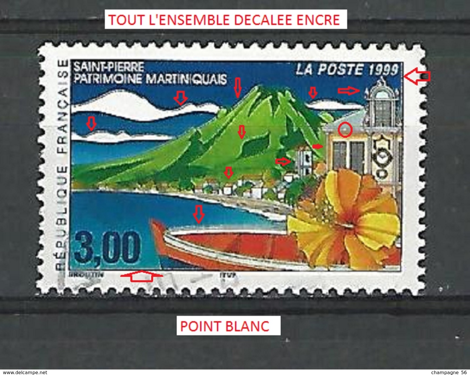 VARIÉTÉS  1999  N° 3244  SAINT PIERRE MARTINIQUE  PHOSPHORESCENTE OBLITÉRÉ 0.50 € - Gebraucht