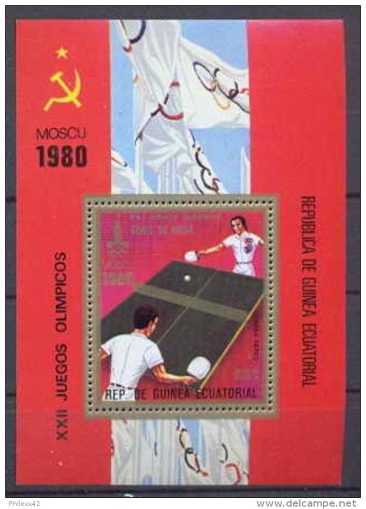 Guinée équatoriale Guinea 011 Tennis De Table B285 (michel) Cote 75 Euros Jeux Olympiques Olympic Games MNH ** - Sommer 1980: Moskau