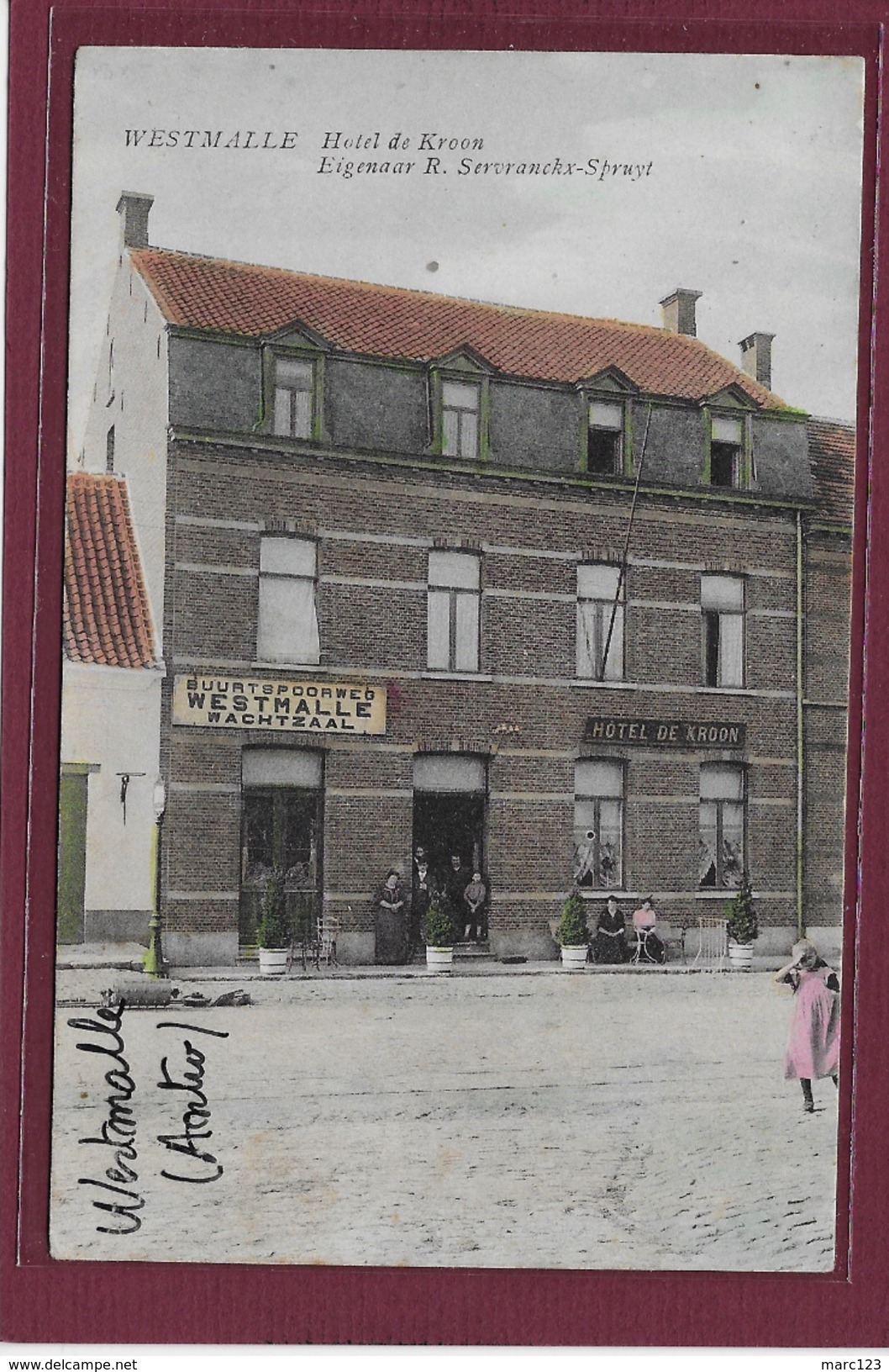 WESTMALLE-MALLE:HOTEL DE KROON-GEKLEURD-MET VOLK - Malle