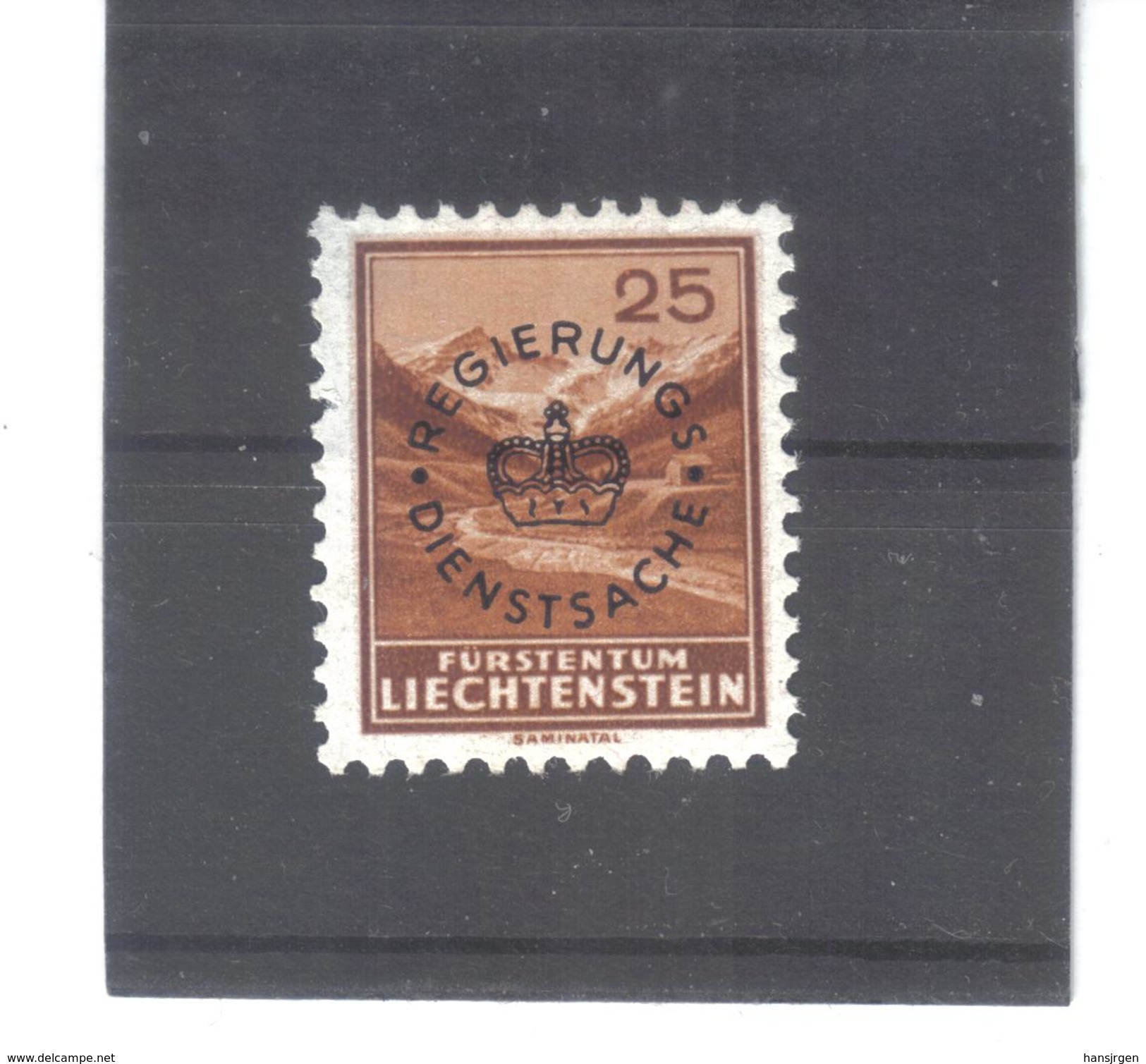 LIE622 LIECHTENSTEIN 1934 DIENSTMARKEN MICHL15 B Aufdruck Schwarz (*) GUMMIFEHLER Katalogwert 18,00 &euro; - Service