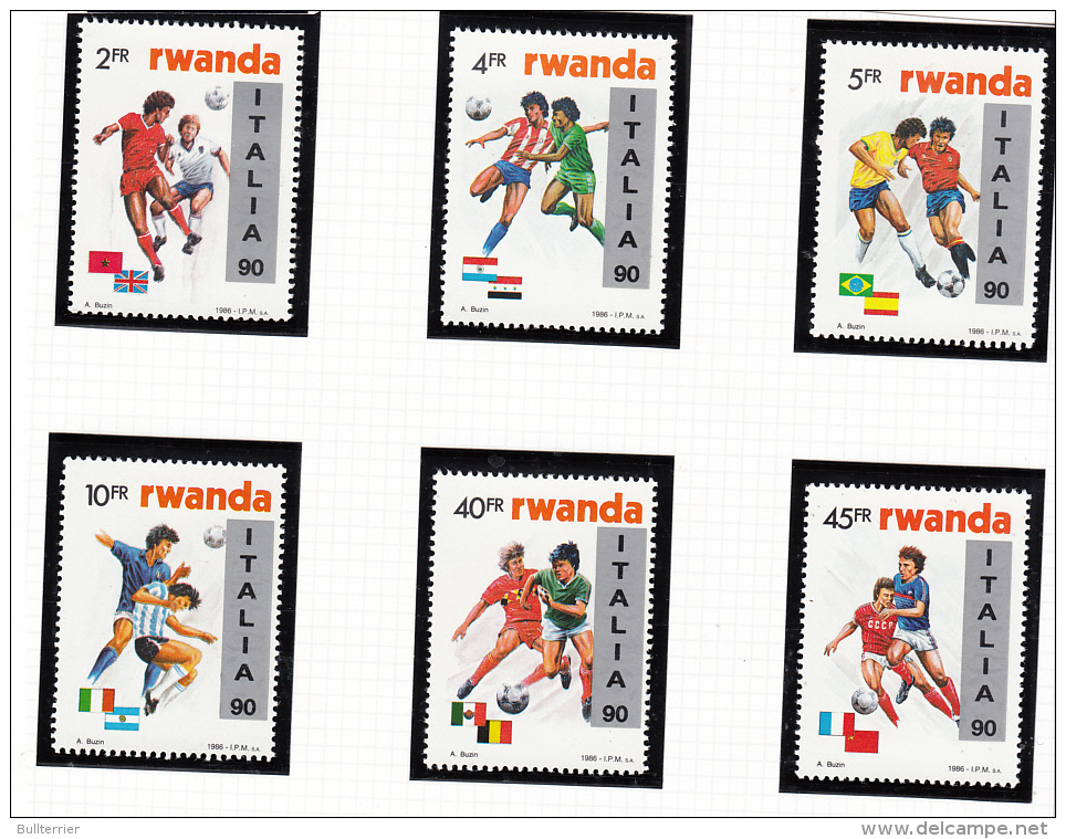 SOCCER -  RWANDA-  1990 - ITALIA WORLD CUP  SET OF 6  MNH - 1990 – Italien