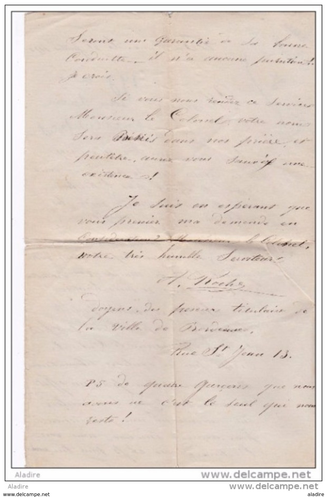 1871 - Lettre D'intervention Du Père D'Ernest Roche, Soldat Futur Député Boulangiste Au Colonel Pour Obtenir Permission - Manuscrits