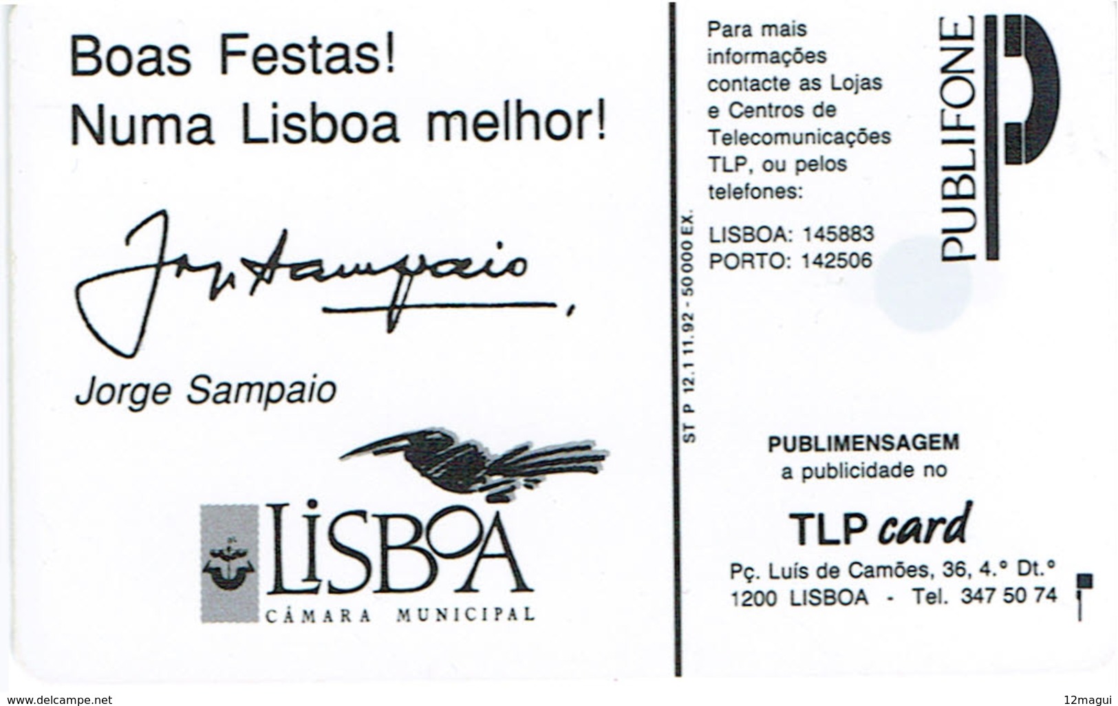 PHONECARDS-- PORTUGAL-- TLP CARD--50 U-- LISBOA - Portugal