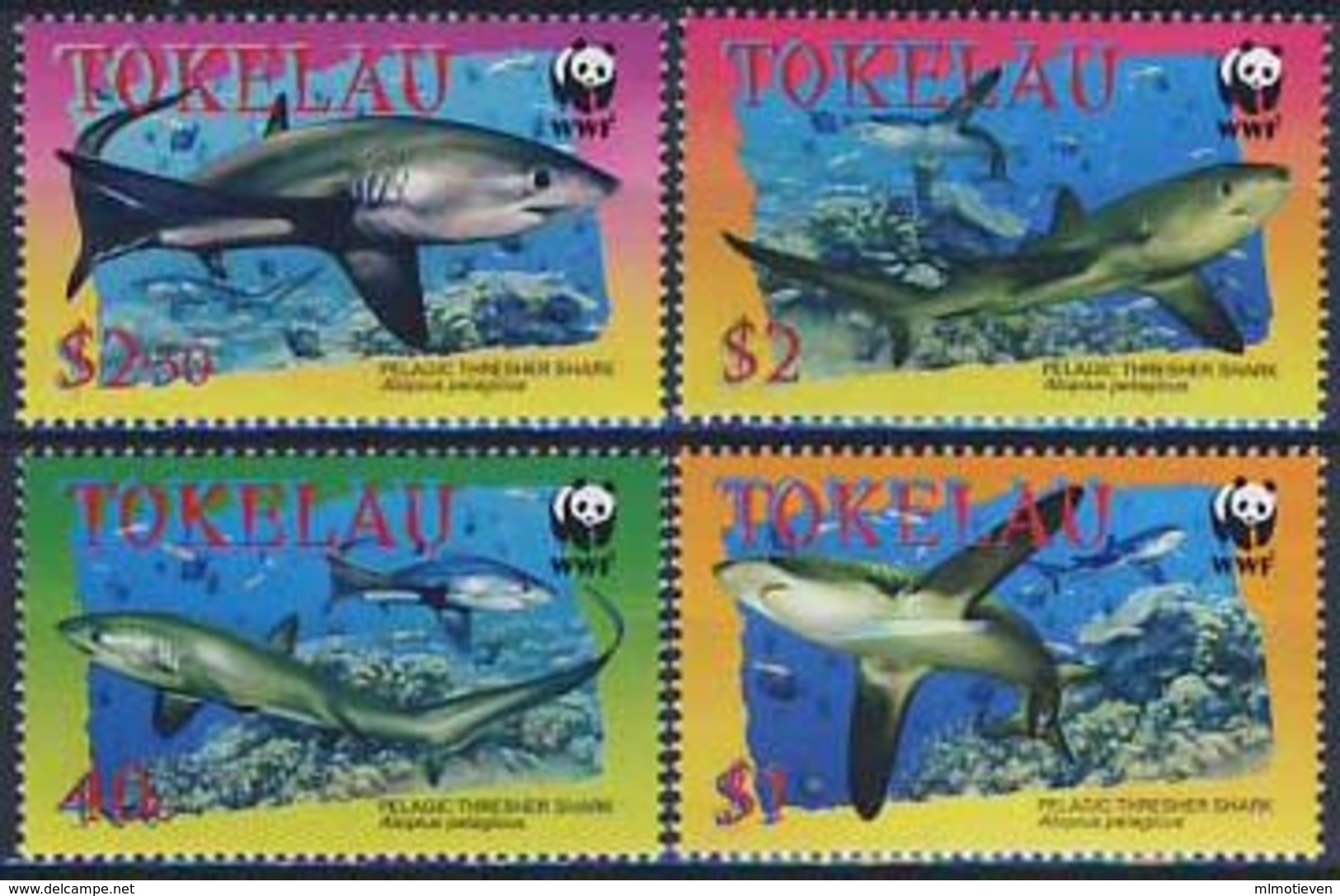 MDW-BK1-038 MDN MINT PF/MNH ¤ TOKELAU 2002 4w In Serie ¤ WWF - SHARKS  - ENDANGERED ANIMALS - Sonstige & Ohne Zuordnung
