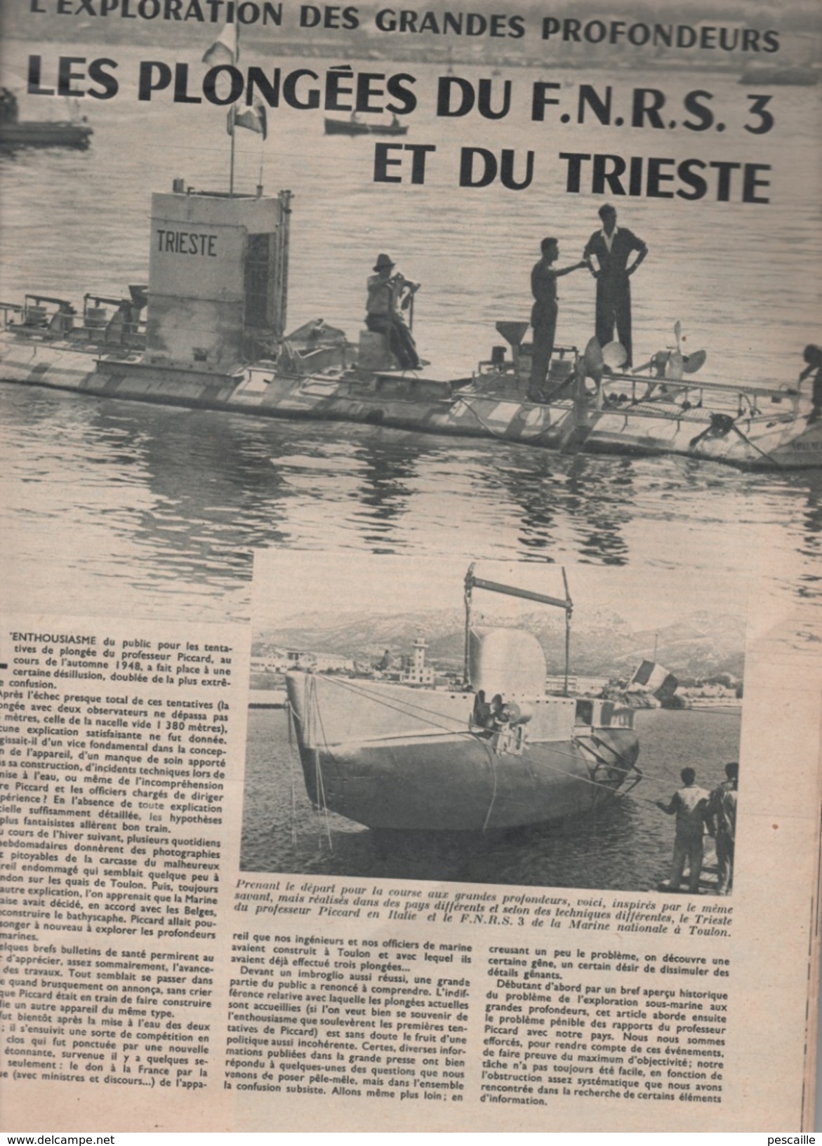 SCIENCES AVENIR 11 1953 - INDE - CINEMA - CAVIAR ESTURGEONS GIRONDE - CANCER - BATHYSCAPHES FNRS 3 & TRIESTE PICCARD -