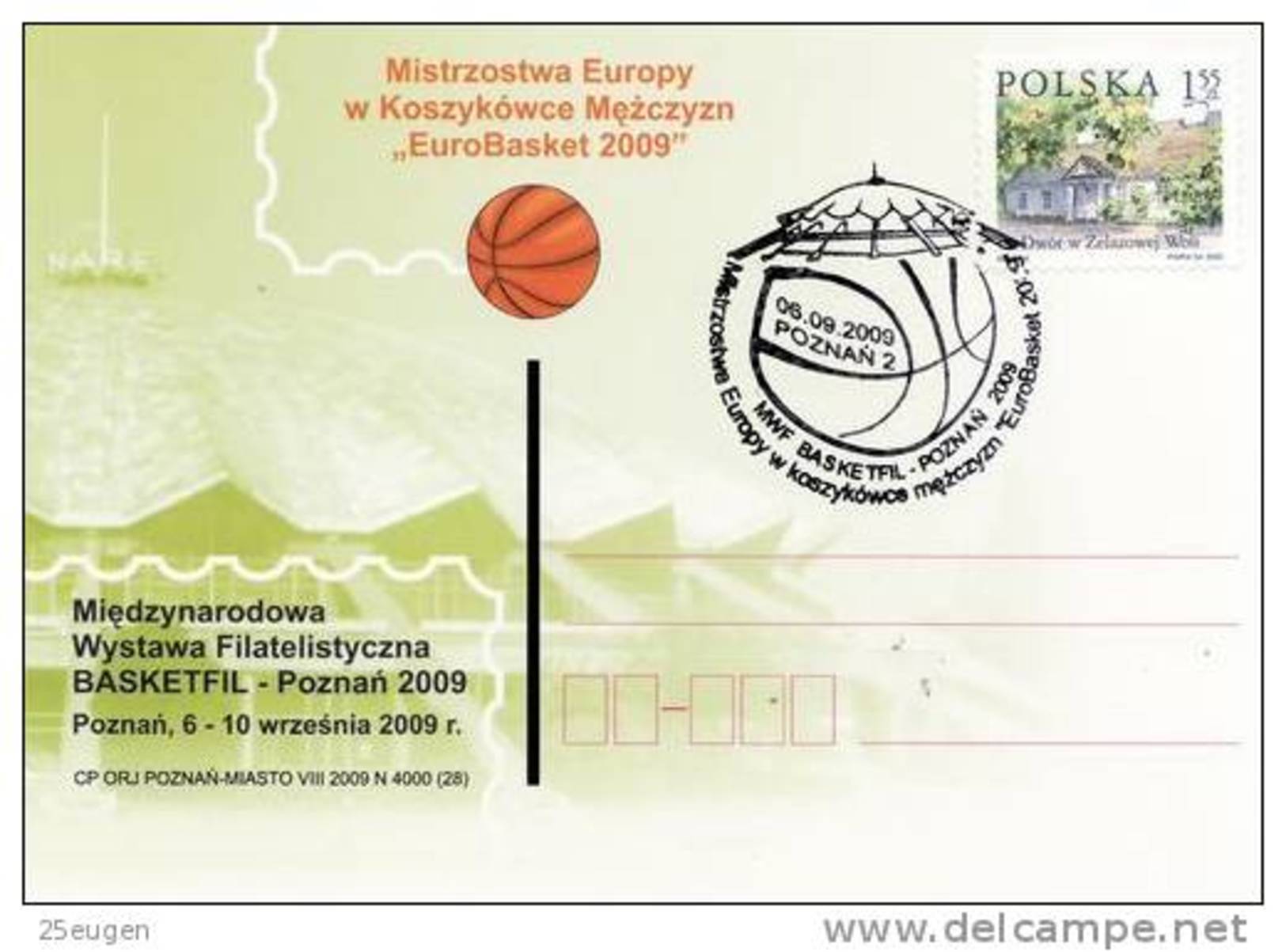 POLAND 2009 EUROBASKET POSTMARK 06.09.2009 - Basketball